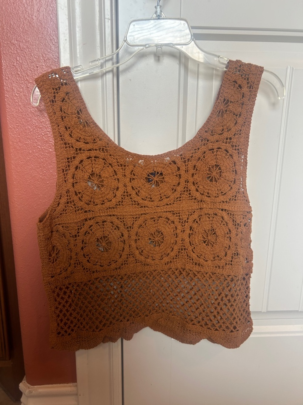Skies Are Blue Crochet Crop Tank - Rust